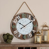 Baxton Studio Garrison Silver Metal and Multicolored Wood Wall Clock 172-11339